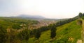 Panoramic aerial view to Berat old town and Osum river from Berat Castle , Albania