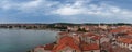 Panoramic aerial view to Croatia city Porec with cloudy sky Royalty Free Stock Photo