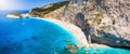 Panoramic aerial view to the popular beach Porto Katsiki, Lefkada, Greece Royalty Free Stock Photo