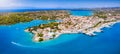 Panoramic, aerial view to the port and city of Porto Cheli, Greece Royalty Free Stock Photo