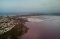 Panoramic aerial view of Torrevieja cityscape and Las Salinas Royalty Free Stock Photo