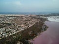 Panoramic aerial view of Torrevieja cityscape and Las Salinas Royalty Free Stock Photo