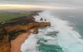 Panoramic aerial view of Twelve Apostles on a beautiful spring sunrise, Port Campbell National Park, Victoria - Australia Royalty Free Stock Photo