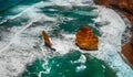 Panoramic aerial view of Twelve Apostles on a beautiful spring sunrise, Port Campbell National Park, Victoria - Australia Royalty Free Stock Photo