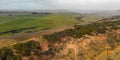 Panoramic aerial view of Twelve Apostles from Gibson Steps on a stormy sunset, Australia Royalty Free Stock Photo