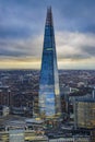 Panoramic aerial view of urban London. Centered the Shard skyscraper in London, United Kingdom Royalty Free Stock Photo