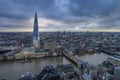 Panoramic aerial view of urban London. Centered the Shard skyscraper in London, United Kingdom Royalty Free Stock Photo