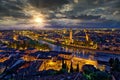 Panoramic aerial view of Verona, Italy at summer sunset Royalty Free Stock Photo