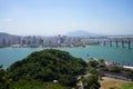 Panoramic Aerial View of Vitoria City with Terceira Ponte Bridge, Espirito Santo, Brazil Royalty Free Stock Photo