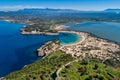 Panoramic aerial view of voidokilia beach, one of the best beach Royalty Free Stock Photo