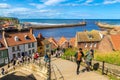 Panoramic aerial view of Whitby harbour, North Yorkshire, UK Royalty Free Stock Photo