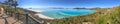 Panoramic aerial view of Whitehaven Beach from Hill Inlet, Queen Royalty Free Stock Photo