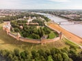 An ancient fortress. Novgorod Kremlin. Aerial view Royalty Free Stock Photo