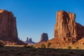 Landscape of Monument Valley in a panoramic view, Navajo tribal park, USA.