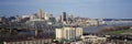 Panoramic afternoon shot of Cincinnati skyline, Ohio and Ohio River as seen from Covington, KY Royalty Free Stock Photo