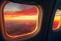 Panoramic airplane window. Generate Ai Royalty Free Stock Photo