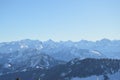 Panoramic alipne and snow view from Mount Rigi Kulm near Vitznau Switzerland Royalty Free Stock Photo