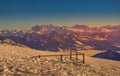 Panoramic alipne and snow view from Mount Rigi Kulm near Vitznau Switzerland Royalty Free Stock Photo