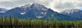 Panoramic alpine scenery along the Icefields Parkway between Jasper and Banff in Canadian Rockies