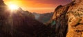 Panoramic American landscape view of Mountains and Canyon.