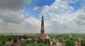 Panoramic Arial View of Qutab Minar in rainy season A unesco world heritage