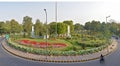 Panoramic ariel view of Roundabout with flower and fountain