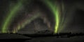 Panoramic Aurora Borealis shot in Kiruna Sweden Royalty Free Stock Photo