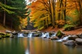 Panoramic autumn forest landscape Royalty Free Stock Photo