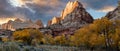 Panoramic Autumn Sunset on the Cliffs, Capitol Reef National Park, Utah Royalty Free Stock Photo