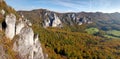 Panoramic autumnal view from Sulov rockies