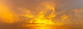 Panoramic background of the sky covered with clouds during the golden hour before sunrise Royalty Free Stock Photo