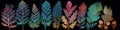Panoramic banner, autumn leaves in a row, AI generative panorama
