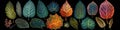 Panoramic banner, autumn leaves in a row, AI generative panorama