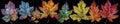 Panoramic banner, autumn maple leaves in a row, AI generative panorama