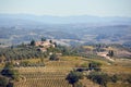 Panoramic banner landscape with vineyards and houses on Italy, Europe Royalty Free Stock Photo