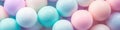 Panoramic banner, pastel colored bubble gum balls, close-up, AI generative