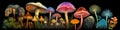 Panoramic banner, various mushroom species, AI generative