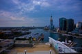 A panoramic bayarea at Darling harbour in Sydney high angle wide shot Royalty Free Stock Photo