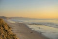 Panoramic beach view at Del Mar Southern California with people enjoying the sunset Royalty Free Stock Photo