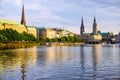 Cityscape of Hamburg on sunset