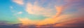 Panoramic beautiful colorful golden hour twilight sky. Beautiful cloud and sky nature background in magic hour. Amazing colorful Royalty Free Stock Photo