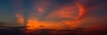 Panoramic beautiful colorful golden hour twilight sky. Beautiful cloud and sky nature background in magic hour. Amazing colorful Royalty Free Stock Photo