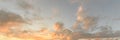 Panoramic beautiful colorful golden hour twilight sky. Royalty Free Stock Photo