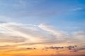 Panoramic beautiful colorful golden hour twilight sky. Beautiful cloud and sky nature background in magic hour. Amazing colorful Royalty Free Stock Photo