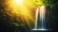 Panoramic beautiful deep forest waterfall in Thailand Royalty Free Stock Photo