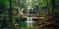 Panoramic beautiful deep forest waterfall in Thailand Royalty Free Stock Photo