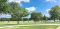 Panoramic beautiful green park with pathway trail in Coppell, Te Royalty Free Stock Photo