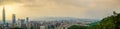 Panoramic of beautiful landscape and cityscape of taipei 101 building and architecture in the city skyline at sunset time Royalty Free Stock Photo