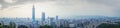 Panoramic of beautiful landscape and cityscape of taipei 101 building and architecture in the city skyline at sunset time Royalty Free Stock Photo