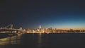 Panoramic beautiful scenic view of the Oakland Bay Bridge and the San Francisco city in the evening, California, USA Royalty Free Stock Photo